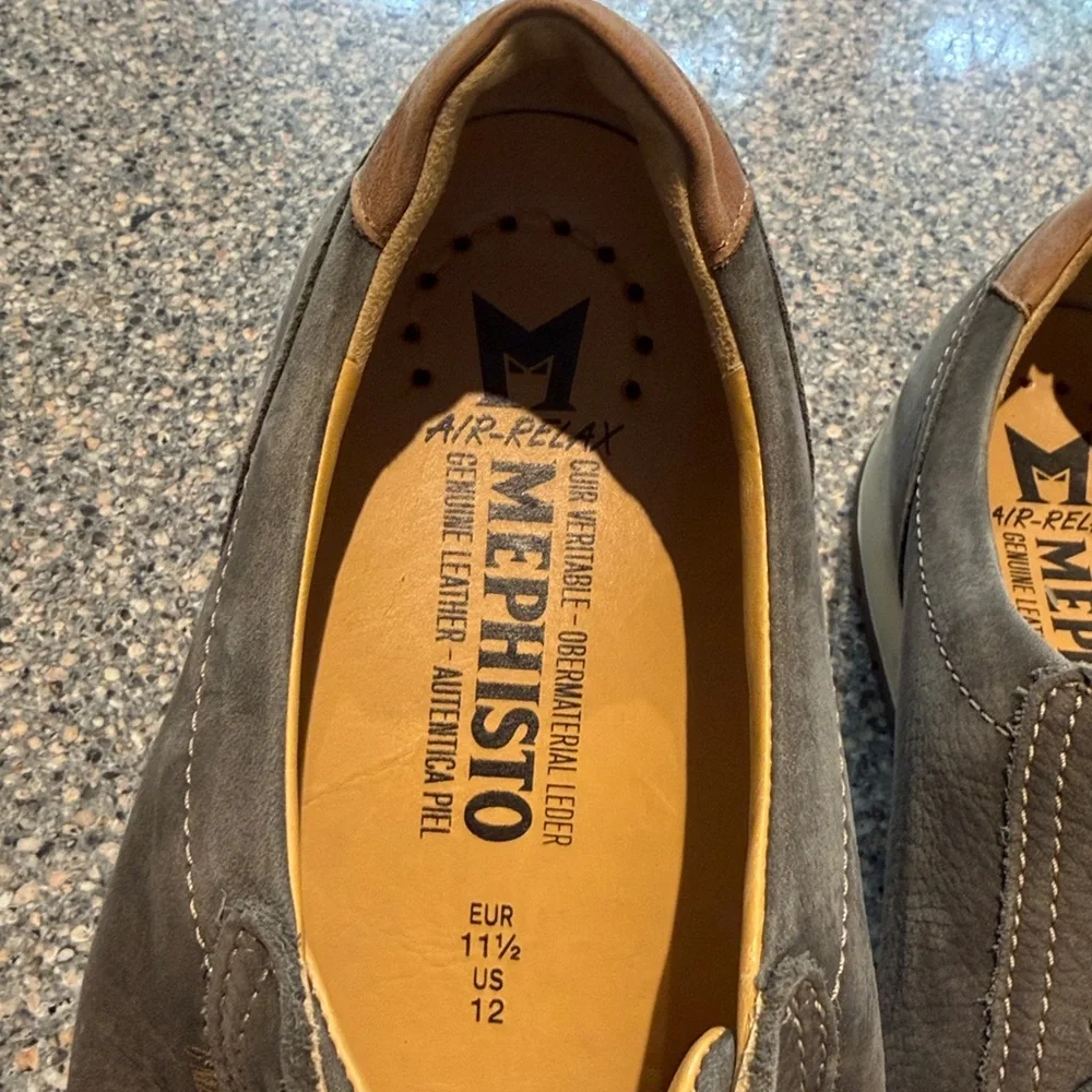 Mephisto Dark Gray Leather Sneakers Size 12 - Picture 3 of 8